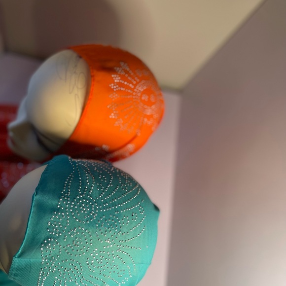 Orange and light green Romantic chiffon scarf with Rhinestone Shawl - Picture 2 of 16